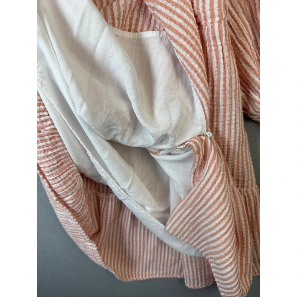 MINKPINK Striped Mini Dress Puff Sleeve Tiered‎ Casual Cute XS Babydoll Milkmaid